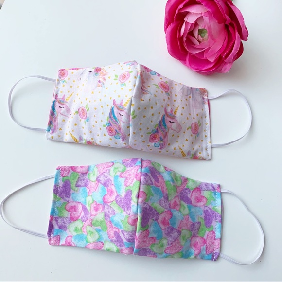Other - 2 pc Girls Handmade Unicorn Face Mask